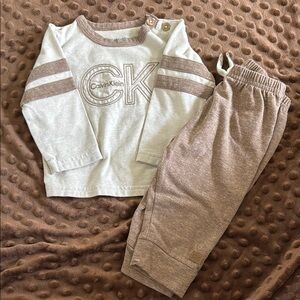 Calvin Klein Cream and Brown Baby Set